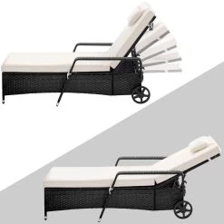 Polyrattan Sonnenliege Schwarz/Creme 193x90x43cm -Gartenmöbel Und Dekoration Geschäft cab6eca26d791f8033b3a43ae029dd1f de 995627d 02 1
