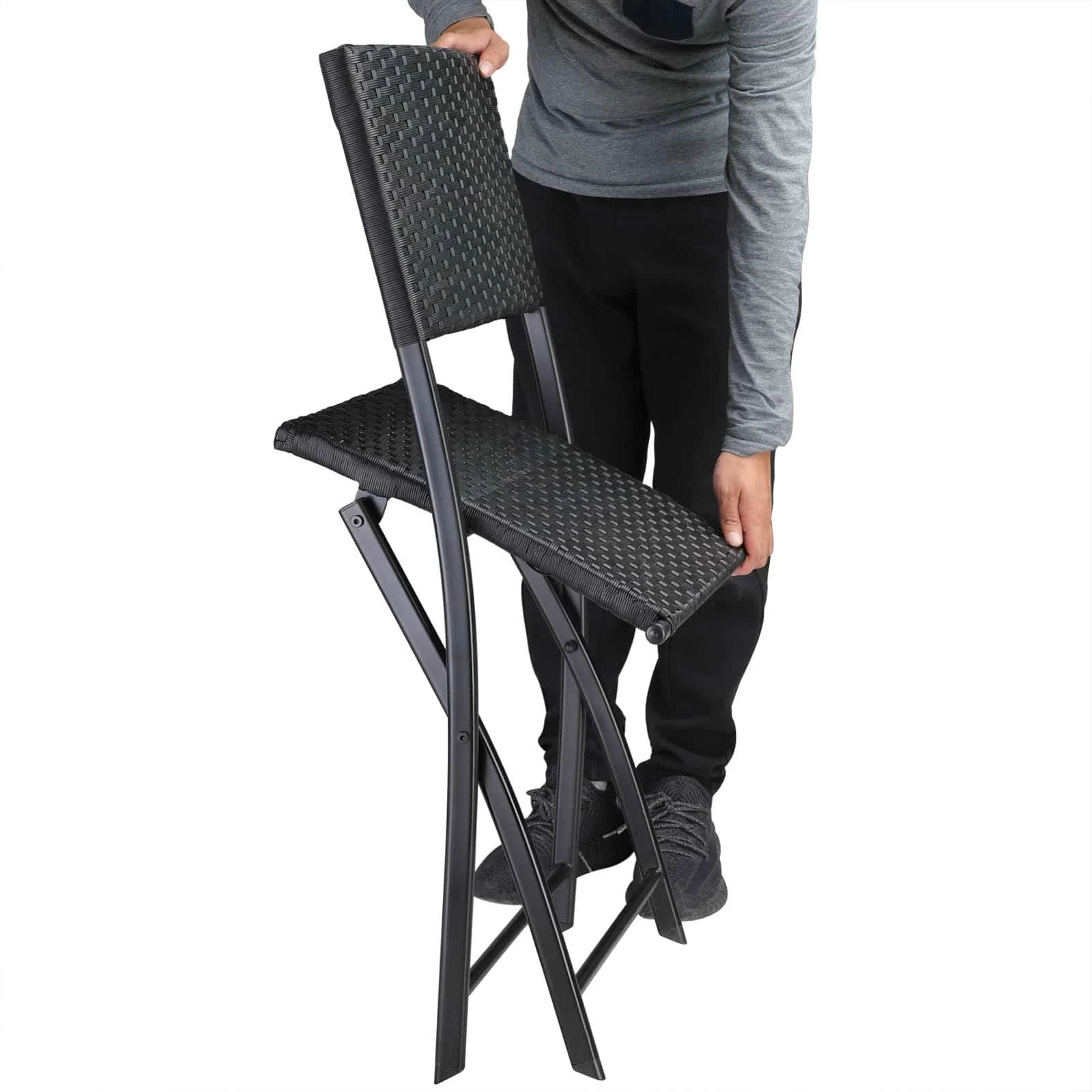 Polyrattan Klappstuhl Rom 4er-Set Schwarz 5 Polyrattan Klappstuhl Rom 4er-Set Schwarz – Bild 3