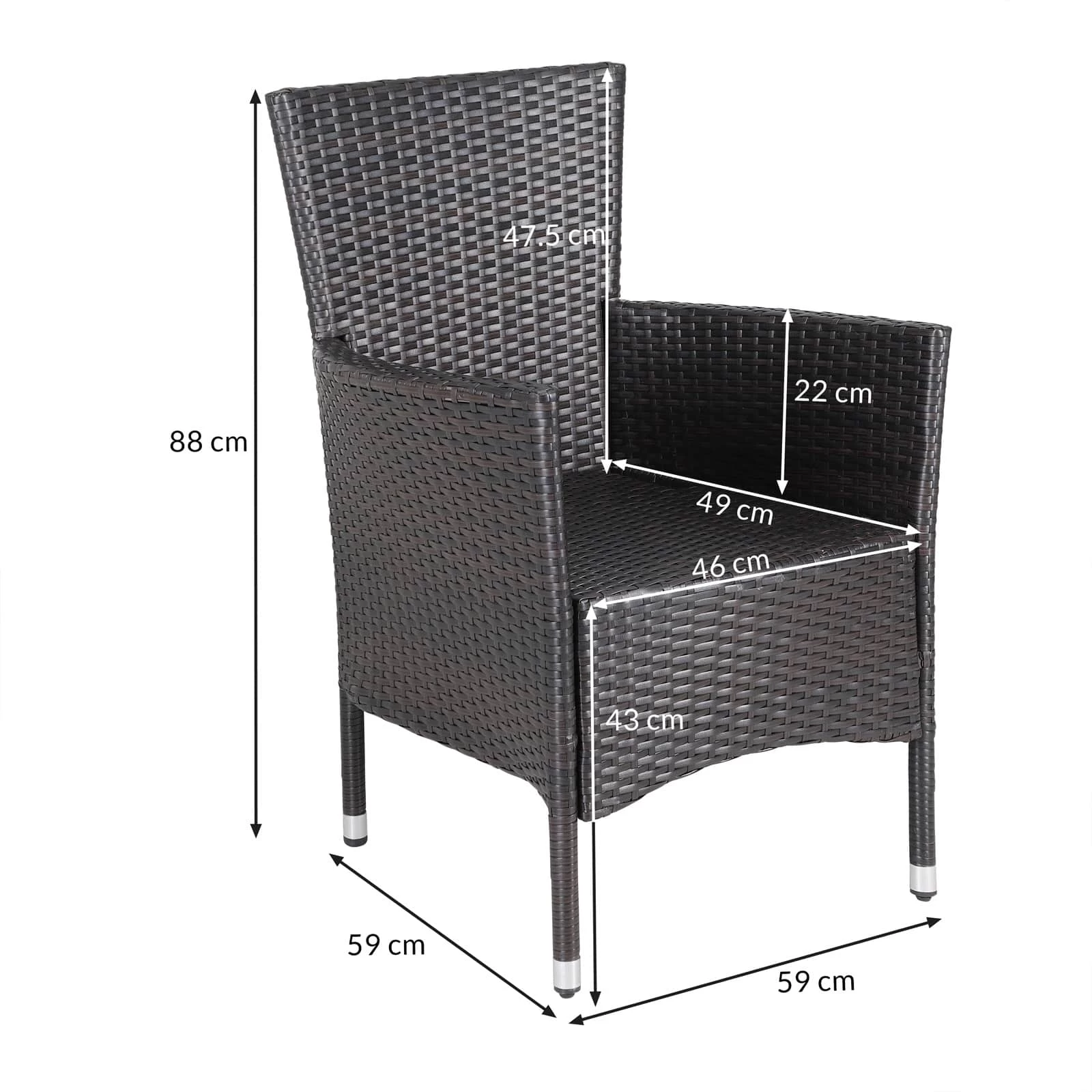Polyrattan Gartenstuhl 3er-Set Braun Stapelbar 6 Polyrattan Gartenstuhl 3er-Set Braun Stapelbar – Bild 4