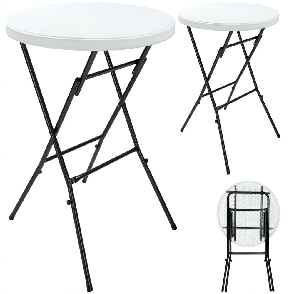 Stehtisch 2er-Set Weiß Kunststoff Ø75cm Klappbar 7 Stehtisch 2er-Set Weiß Kunststoff Ø75cm Klappbar – Bild 5
