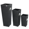 Polyrattan Blumentopf 3er-Set Schwarz