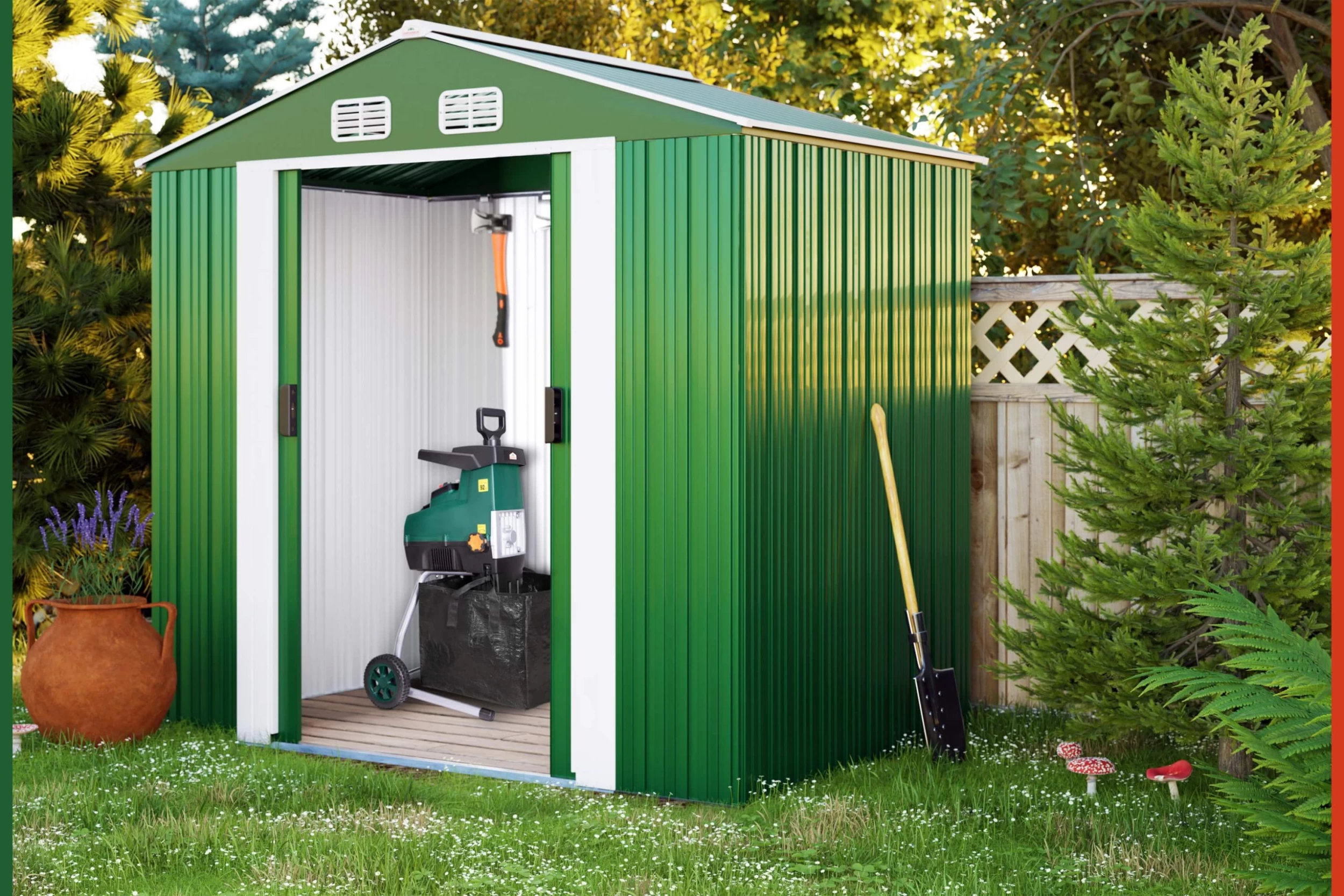 Geräteschuppen Grün Metall 196x132x188cm 4 Geräteschuppen Grün Metall 196x132x188cm – Bild 2