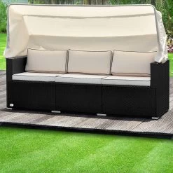 Polyrattan-Bank Schwarz/Creme 210x70x70cm + Sonnendach 19 Polyrattan-Bank Schwarz/Creme 210x70x70cm + Sonnendach -Gartenmöbel Und Dekoration Geschäft cfa6ac6cd6541cad5895171948fcb568 de 991028d 10 1