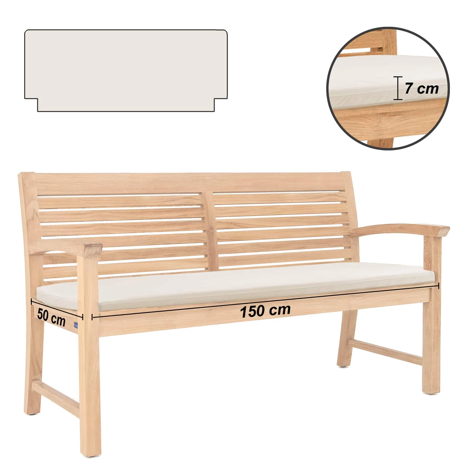 Bankauflage Toscana Weiß 150x50x7cm 4 Bankauflage Toscana Weiß 150x50x7cm – Bild 2