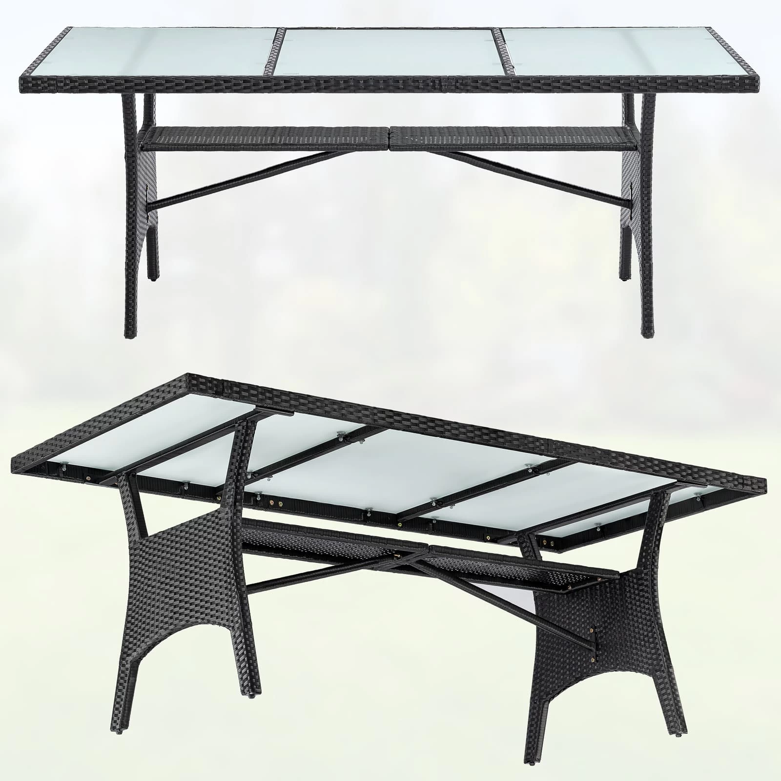 Polyrattan Gartentisch Takeo Schwarz 190x90x74cm Glas 11 Polyrattan Gartentisch Takeo Schwarz 190x90x74cm Glas – Bild 9