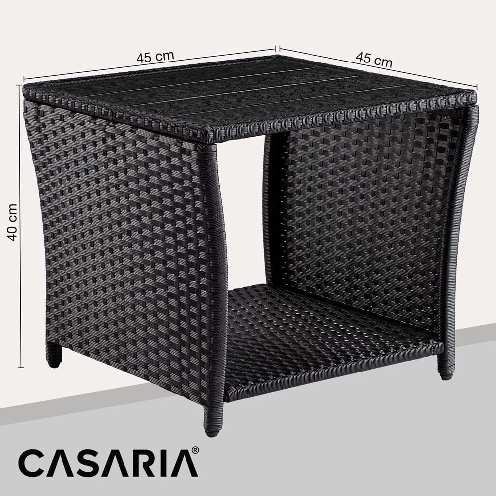 Polyrattan Beistelltisch Vedis Schwarz 45x45x40cm 5 Polyrattan Beistelltisch Vedis Schwarz 45x45x40cm – Bild 3