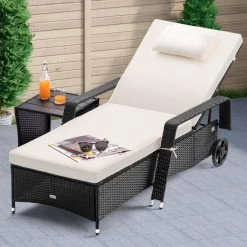 Polyrattan Sonnenliege Schwarz/Creme 193x90x43cm -Gartenmöbel Und Dekoration Geschäft d4680aaa4ea0b4feb2888293a751e35b de 995627d 12 1 1