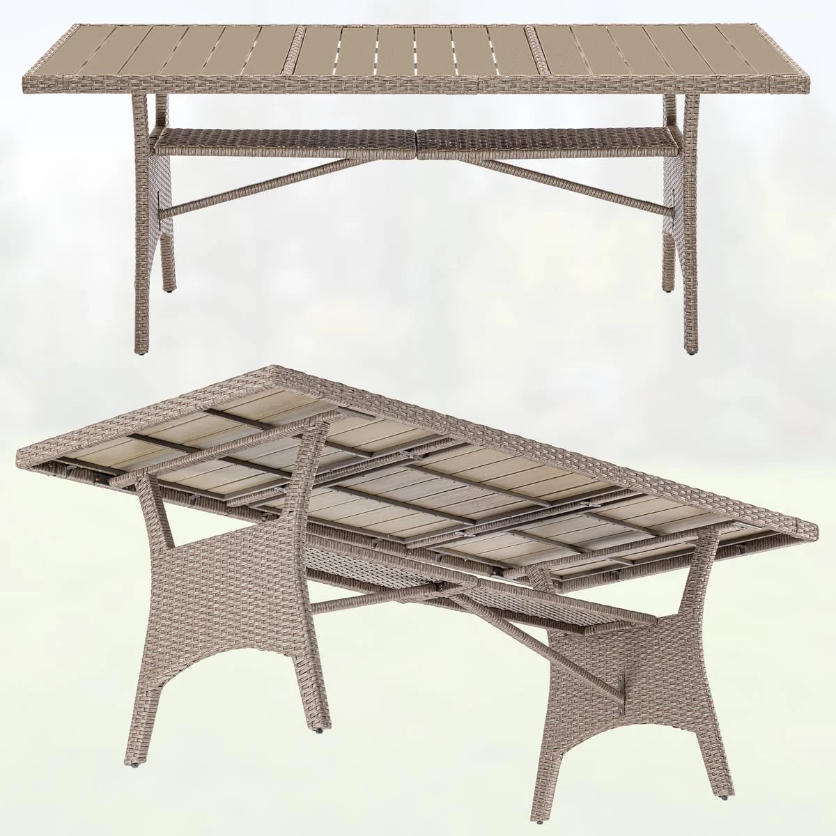 Polyrattan Gartentisch Takeo Creme 190x90x75cm WPC 11 Polyrattan Gartentisch Takeo Creme 190x90x75cm WPC – Bild 9