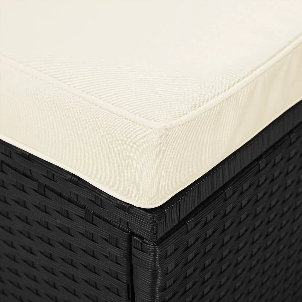 Polyrattan Sonnenliege Schwarz/Creme 195x60x39/145cm 5 Polyrattan Sonnenliege Schwarz/Creme 195x60x39/145cm – Bild 3