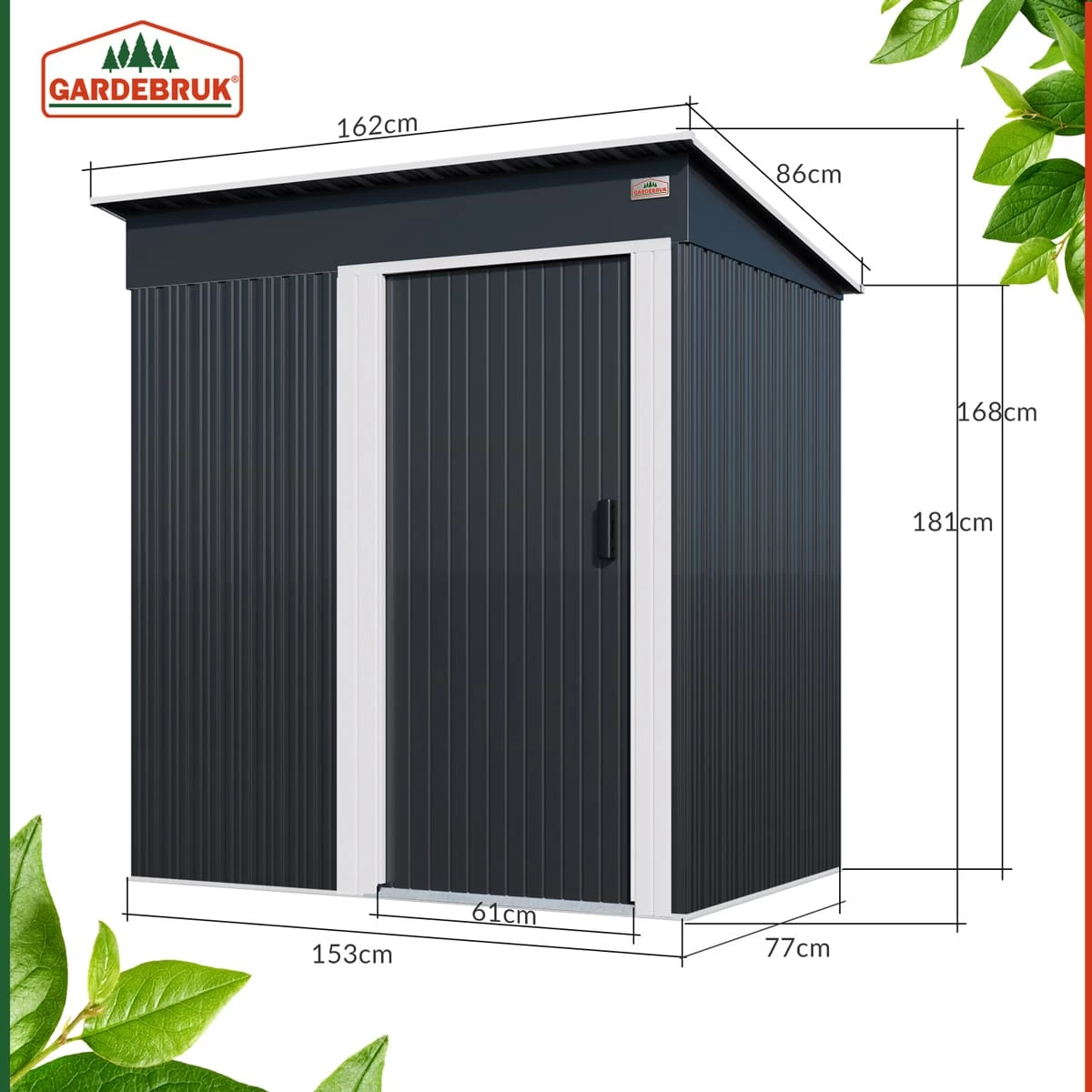 Geräteschuppen Anthrazit Metall 181x162x86cm 4 Geräteschuppen Anthrazit Metall 181x162x86cm – Bild 2