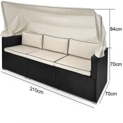 Polyrattan-Bank Schwarz/Creme 210x70x70cm + Sonnendach 17 Polyrattan-Bank Schwarz/Creme 210x70x70cm + Sonnendach -Gartenmöbel Und Dekoration Geschäft d938b90a25714ea4cb87f52bfcd9d410 de 991028d 8 1