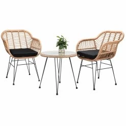 Polyrattan Garten-Sitzgruppe Bali 3-tlg. Natur/Schwarz -Gartenmöbel Und Dekoration Geschäft d9a71c79977aa207edcf72d499823db2 a de 108348g 1