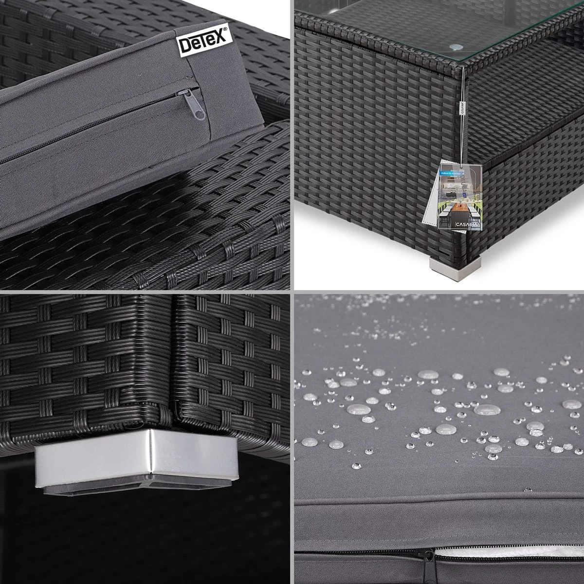 Polyrattan Ecklounge Schwarz/Anthrazit Dicke Rückenpolster 5 Polyrattan Ecklounge Schwarz/Anthrazit Dicke Rückenpolster – Bild 3