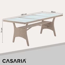 Polyrattan Gartentisch Takeo Creme 190x90x74cm Glas -Gartenmöbel Und Dekoration Geschäft da72cc772a2980cdd393cf55161f6771 de 995694d 02 1