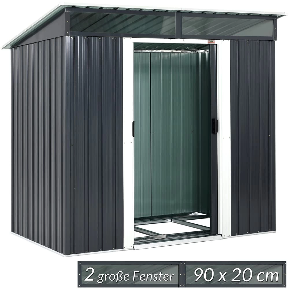 Geräteschuppen Anthrazit Metall 196x122x180cm 3 Geräteschuppen Anthrazit Metall 196x122x180cm