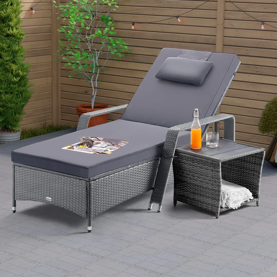 Polyrattan Beistelltisch Vedis Grau 45x45x40cm 5 Polyrattan Beistelltisch Vedis Grau 45x45x40cm – Bild 3