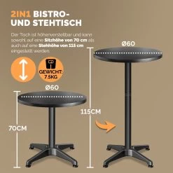 Stehtisch 2er-Set Schwarz Alu Ø60cm Klappbar, Höhenverstellbar -Gartenmöbel Und Dekoration Geschäft e55e8dc9442aa6cc50614dbfc681bdba 04 109705 on dts amz high de 1