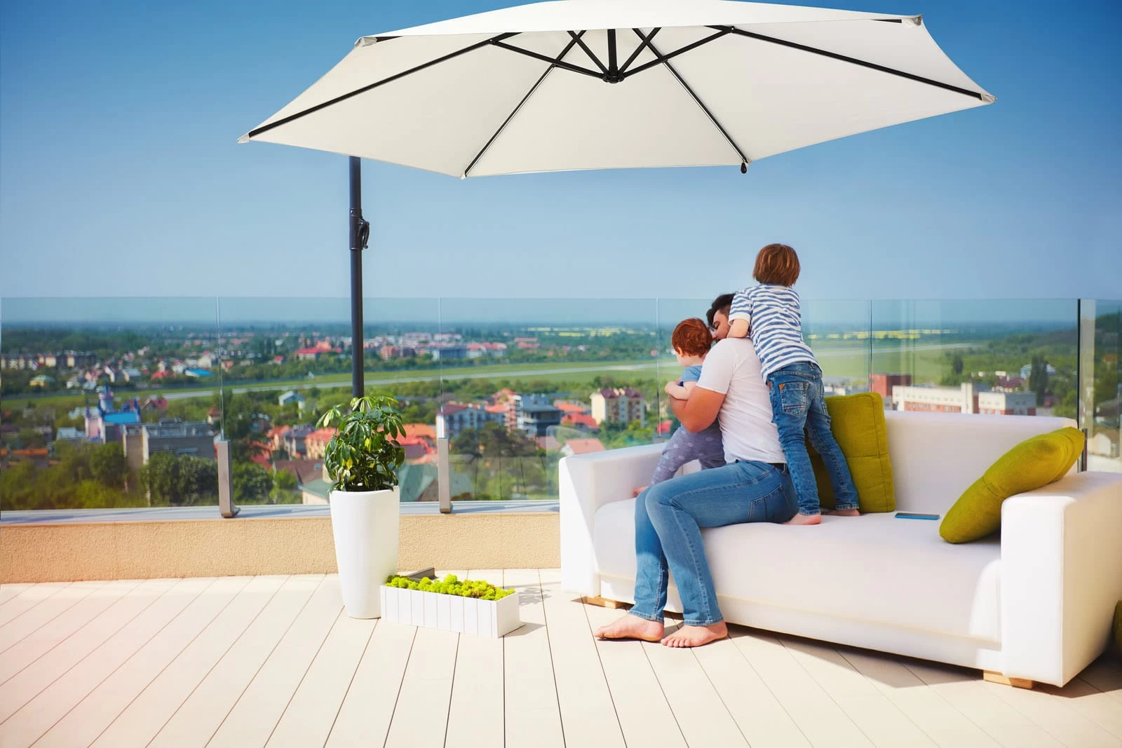 LED Solar Ampelschirm Mali Creme Ø330cm 8 LED Solar Ampelschirm Mali Creme Ø330cm – Bild 6