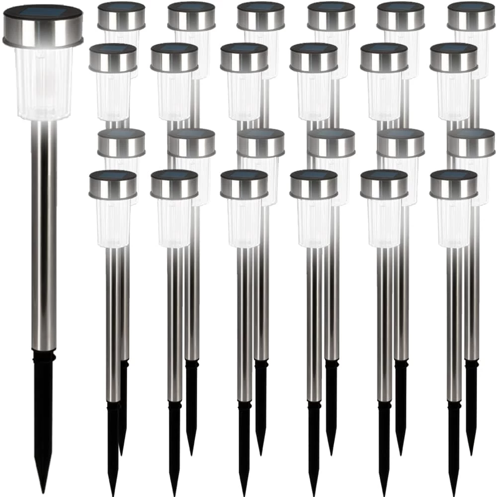 LED Solarleuchte 24er-Set Edelstahl 37cm 3 LED Solarleuchte 24er-Set Edelstahl 37cm