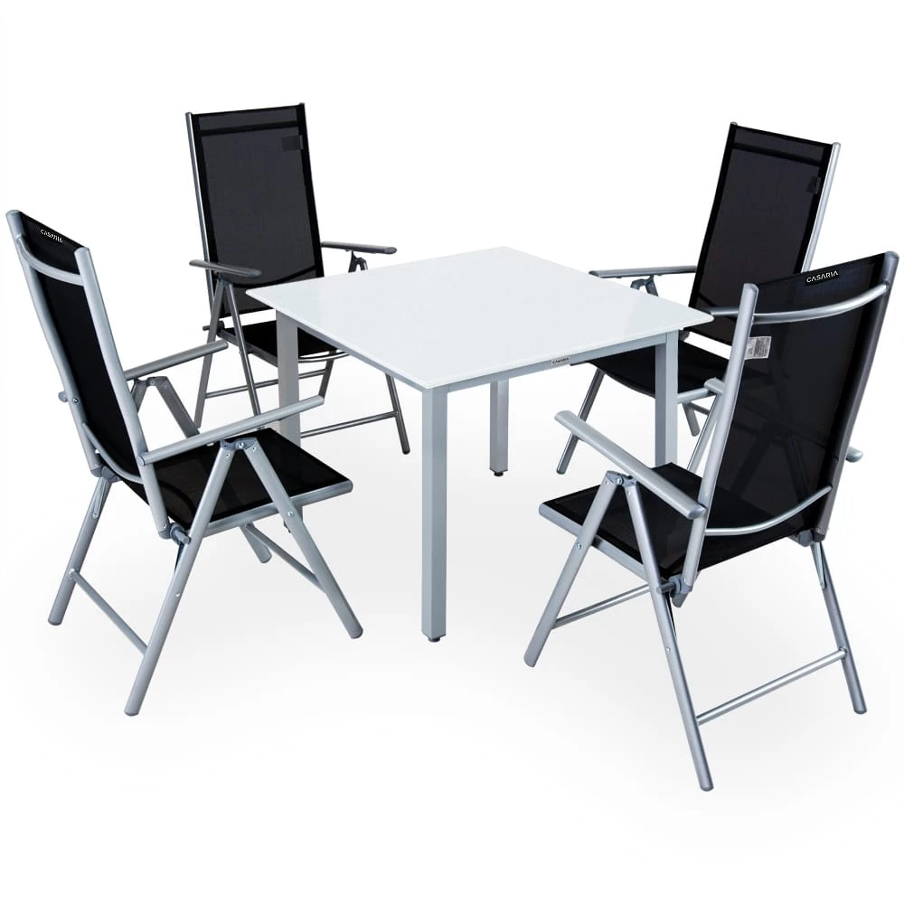 Garten-Sitzgruppe Bern 5-tlg. Silber Alu Milchglas 3 Garten-Sitzgruppe Bern 5-tlg. Silber Alu Milchglas