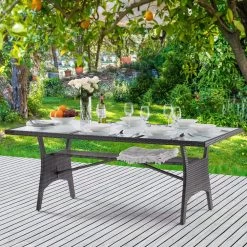 Polyrattan Gartentisch Takeo Grau 190x90x74cm Glas -Gartenmöbel Und Dekoration Geschäft eb4ab150abe16cdca496e93a98bd0041 de 995695d 18 1