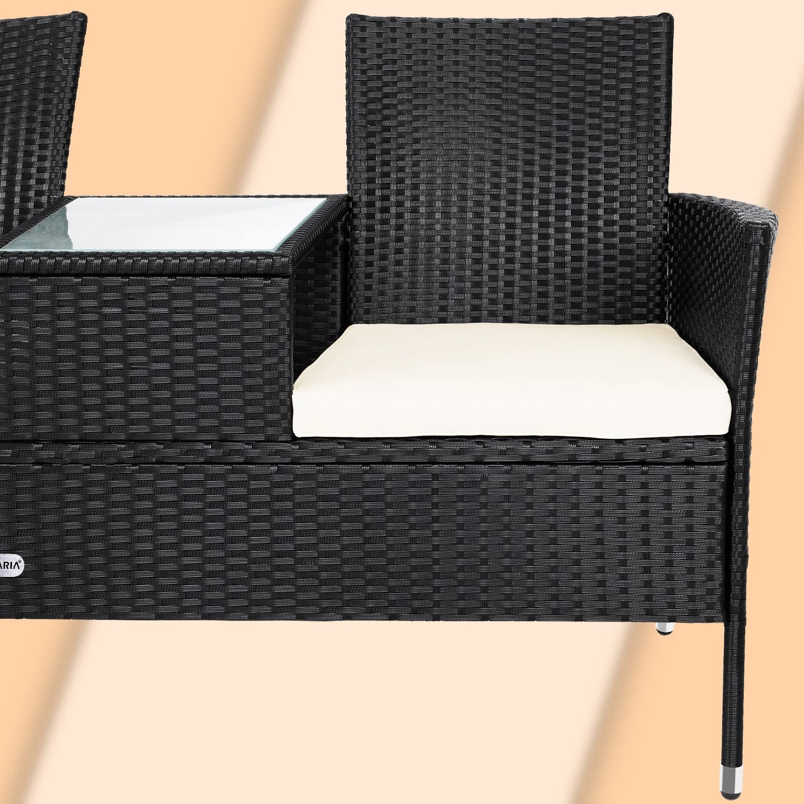 Polyrattan Kino Bank Schwarz 143x55x88cm 10 Polyrattan Kino Bank Schwarz 143x55x88cm – Bild 8