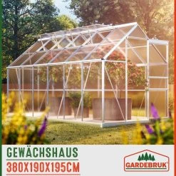 Alu Gewächshaus 380x190x195cm Mit Fundament -Gartenmöbel Und Dekoration Geschäft ef01dae445f189a50894408b4a8c23ac 06 990206 on amb amz low de 1
