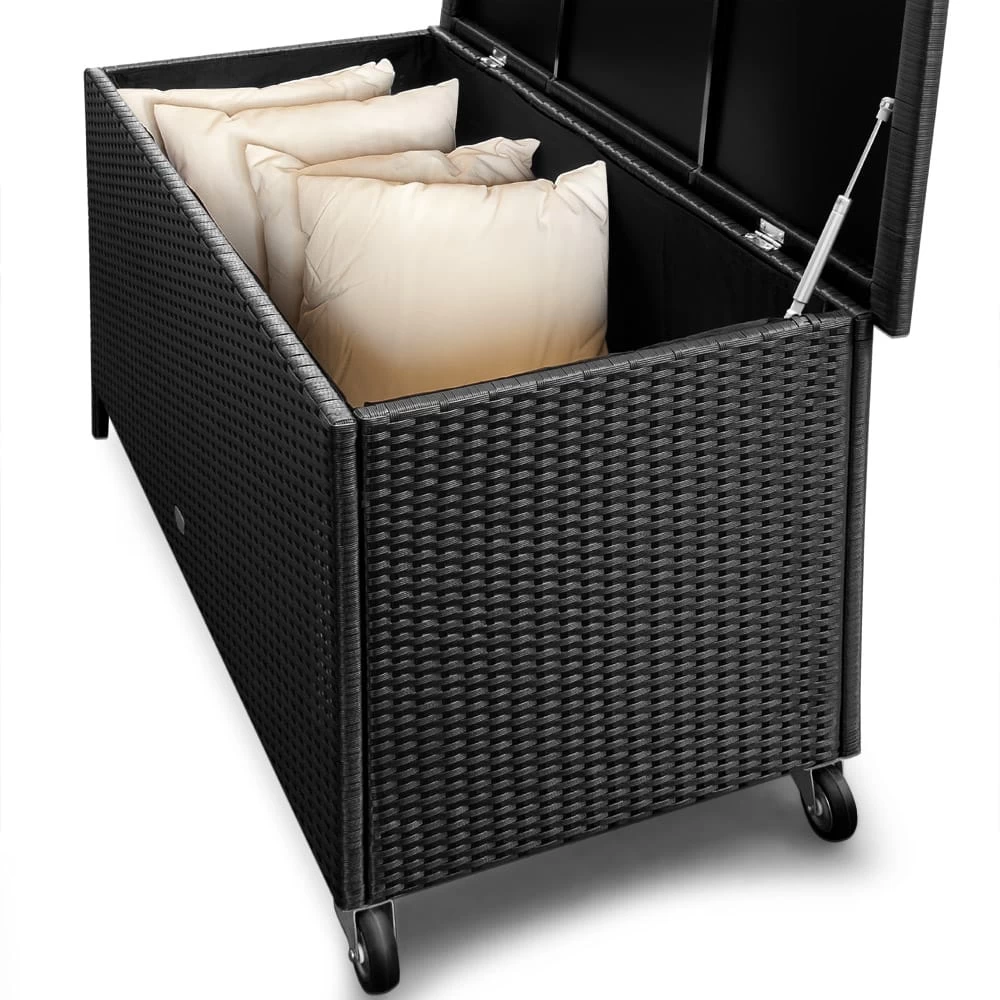 Polyrattan-Auflagenbox Schwarz 117,5x55x64,5cm Mit Rollen 10 Polyrattan-Auflagenbox Schwarz 117,5x55x64,5cm Mit Rollen – Bild 8