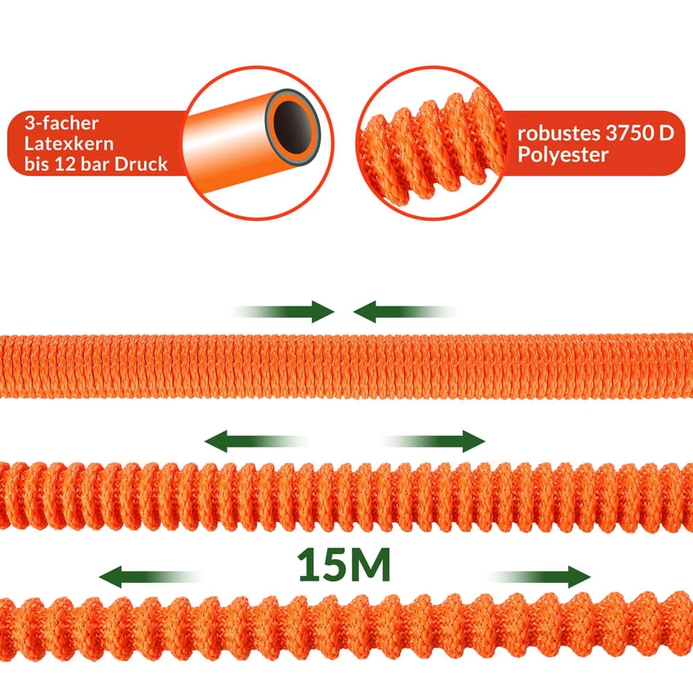 Gartenschlauch Orange 15m Flexibel 6 Gartenschlauch Orange 15m Flexibel – Bild 4