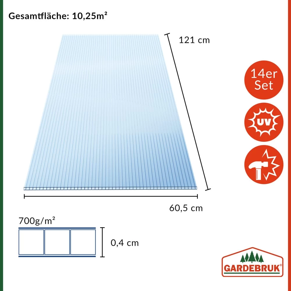 Hohlkammerstegplatten 14er-Set & Gewächshausklammern 50er-Set 10 Hohlkammerstegplatten 14er-Set & Gewächshausklammern 50er-Set – Bild 8