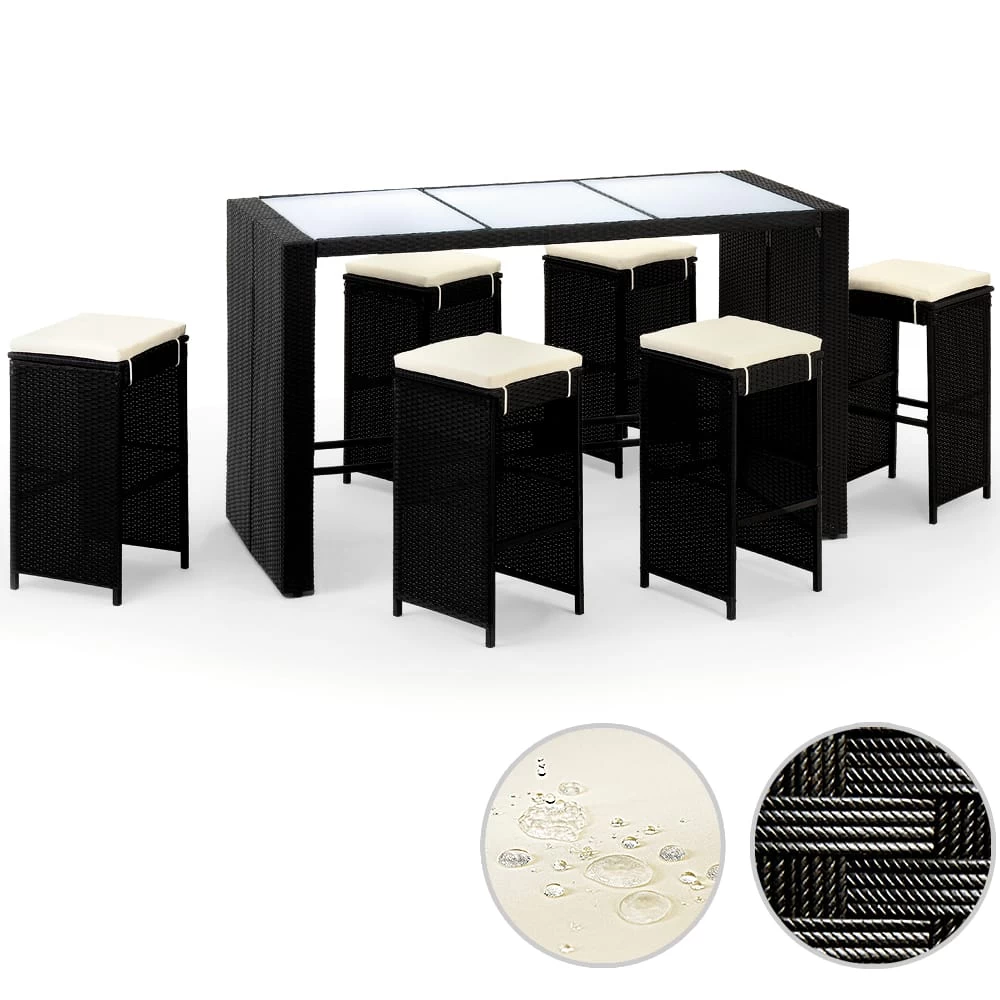 Polyrattan Bar-Set Rio 7-tlg. Schwarz Inkl. Sitzauflagen 10 Polyrattan Bar-Set Rio 7-tlg. Schwarz Inkl. Sitzauflagen – Bild 8