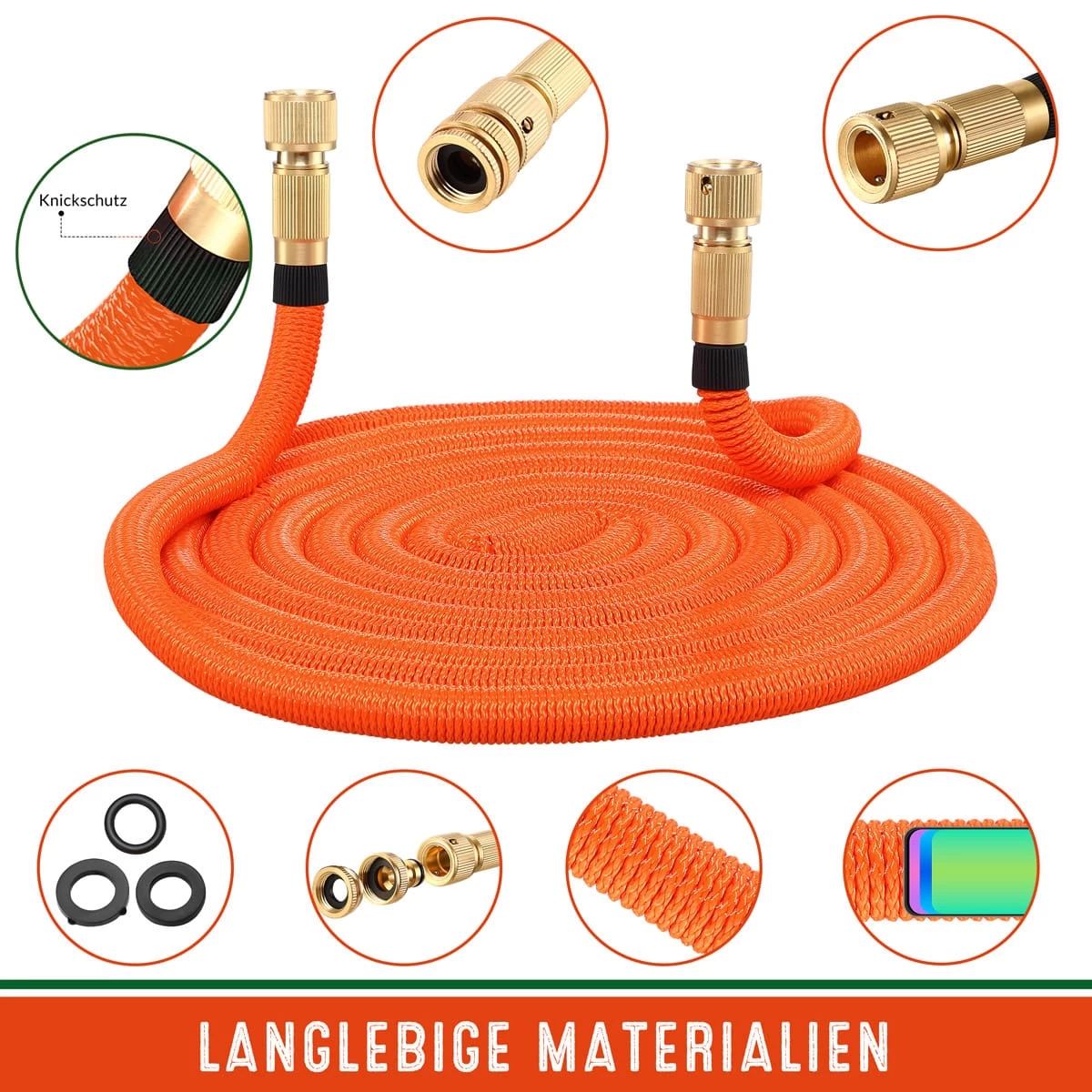Gartenschlauch Orange 15m Flexibel 9 Gartenschlauch Orange 15m Flexibel – Bild 7