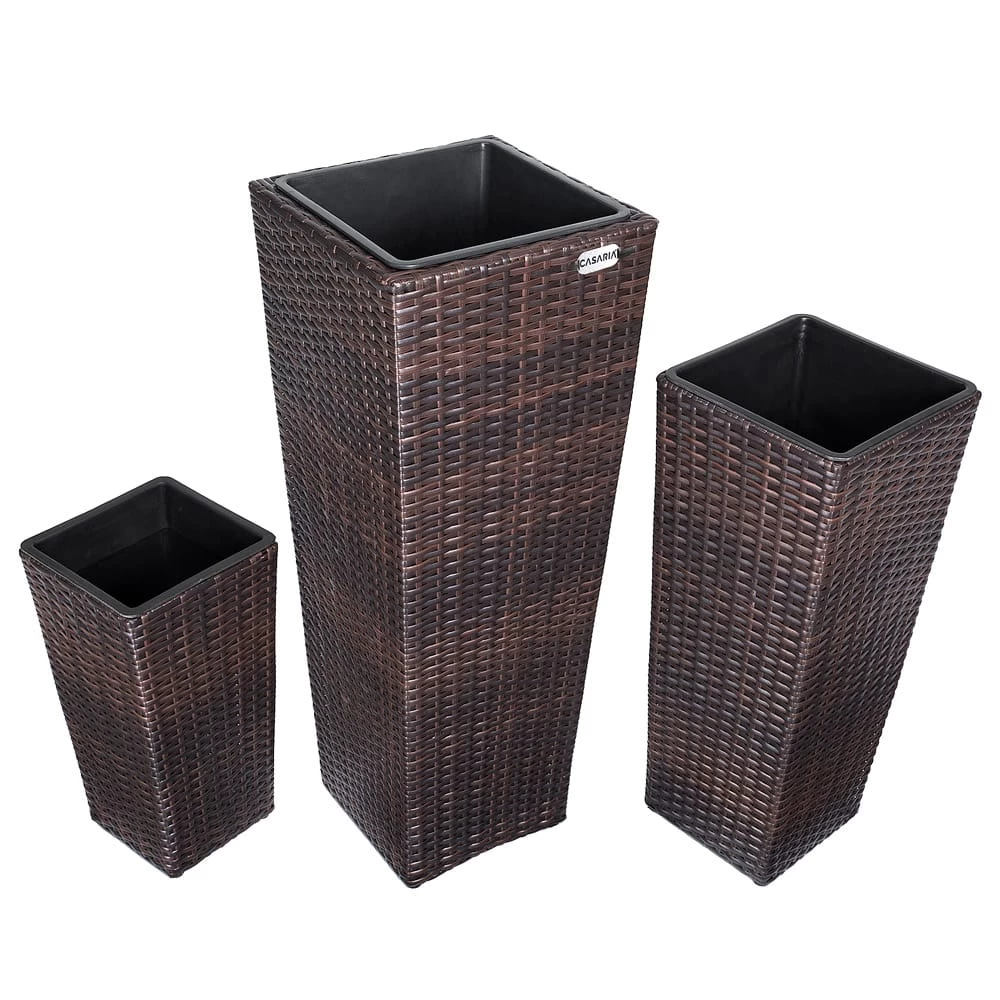 Polyrattan Blumentopf 3-tlg. Braun 5 Polyrattan Blumentopf 3-tlg. Braun – Bild 3