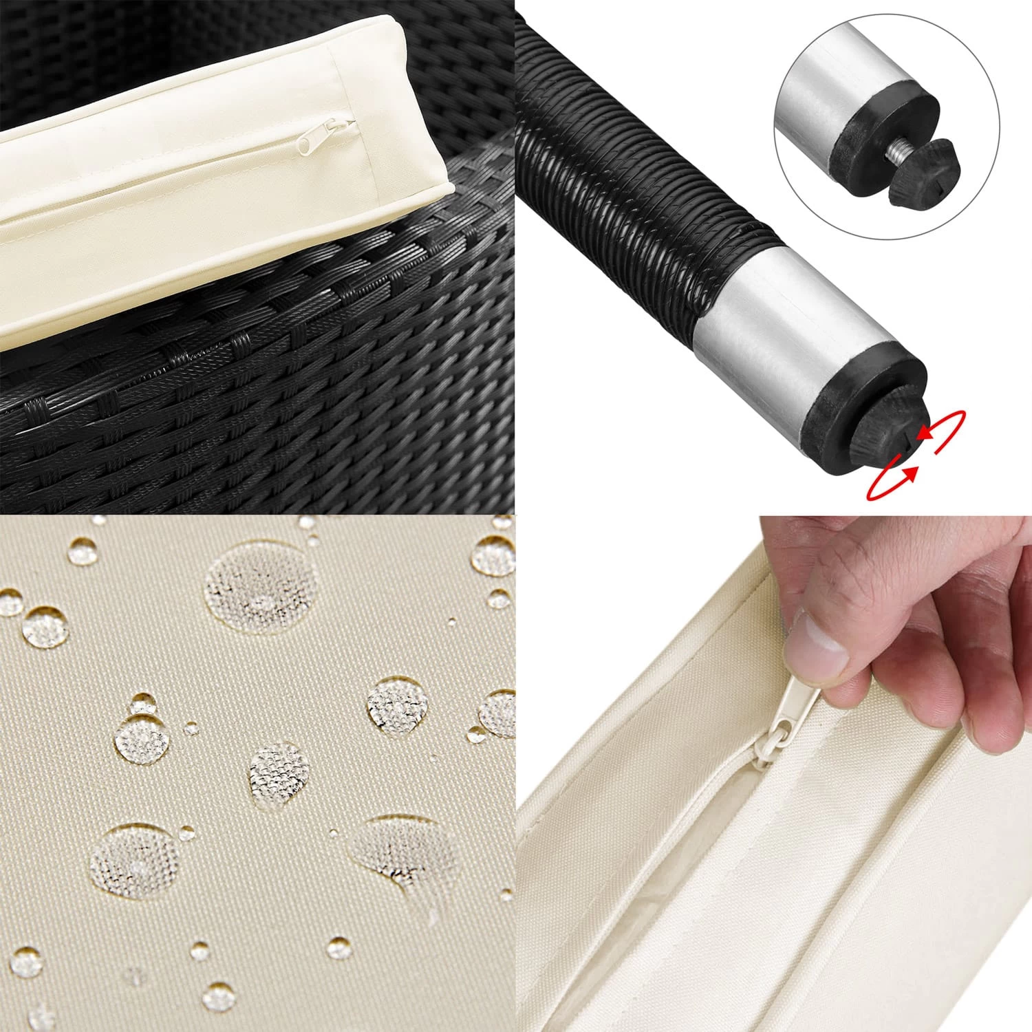 Polyrattan Garten-Sitzgruppe Nizza 7-tlg. Schwarz Milchglas 6 Polyrattan Garten-Sitzgruppe Nizza 7-tlg. Schwarz Milchglas – Bild 4