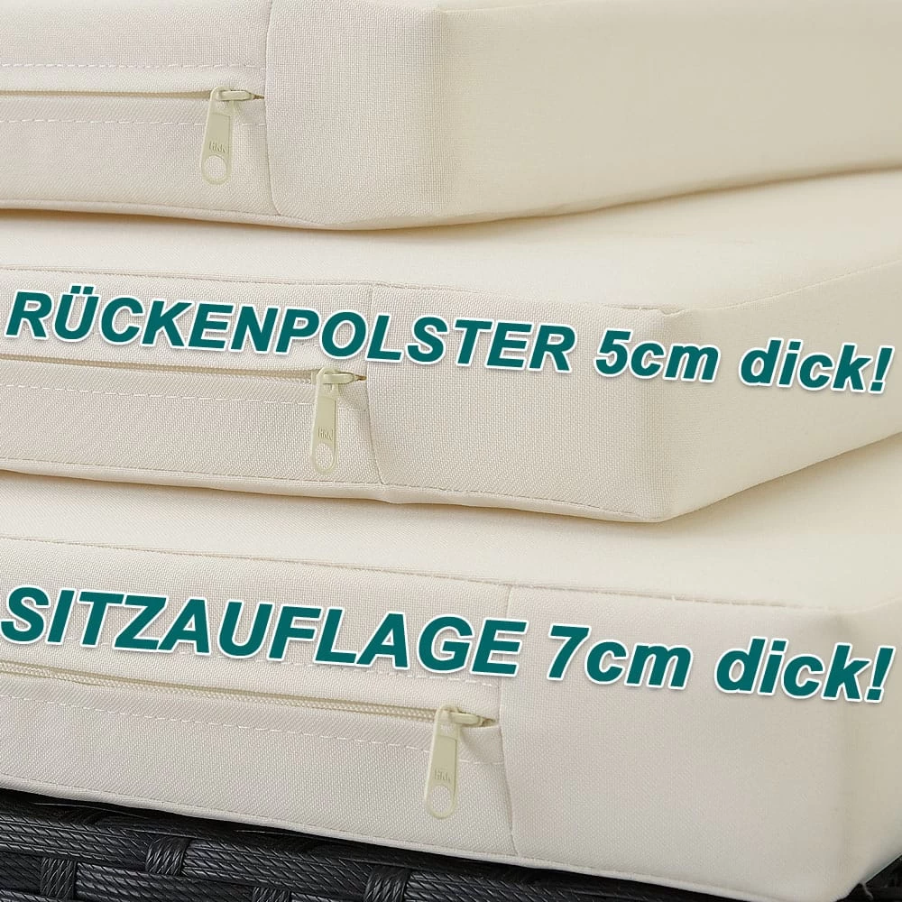 Polyrattan Garten-Sitzgruppe 9-tlg. Schwarz/Creme 12 Polyrattan Garten-Sitzgruppe 9-tlg. Schwarz/Creme – Bild 10