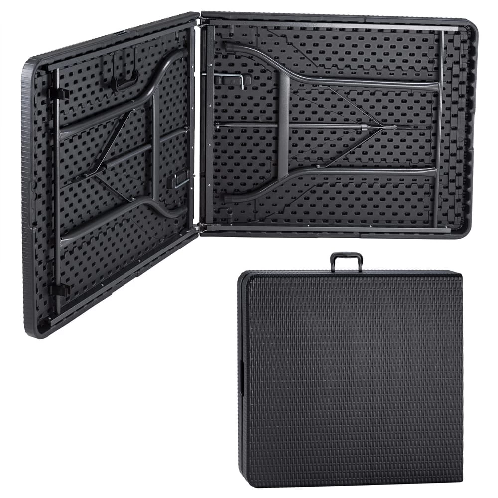 Gartentisch Schwarz Rattan-Look 180x75x73cm Klappbar 7 Gartentisch Schwarz Rattan-Look 180x75x73cm Klappbar – Bild 5