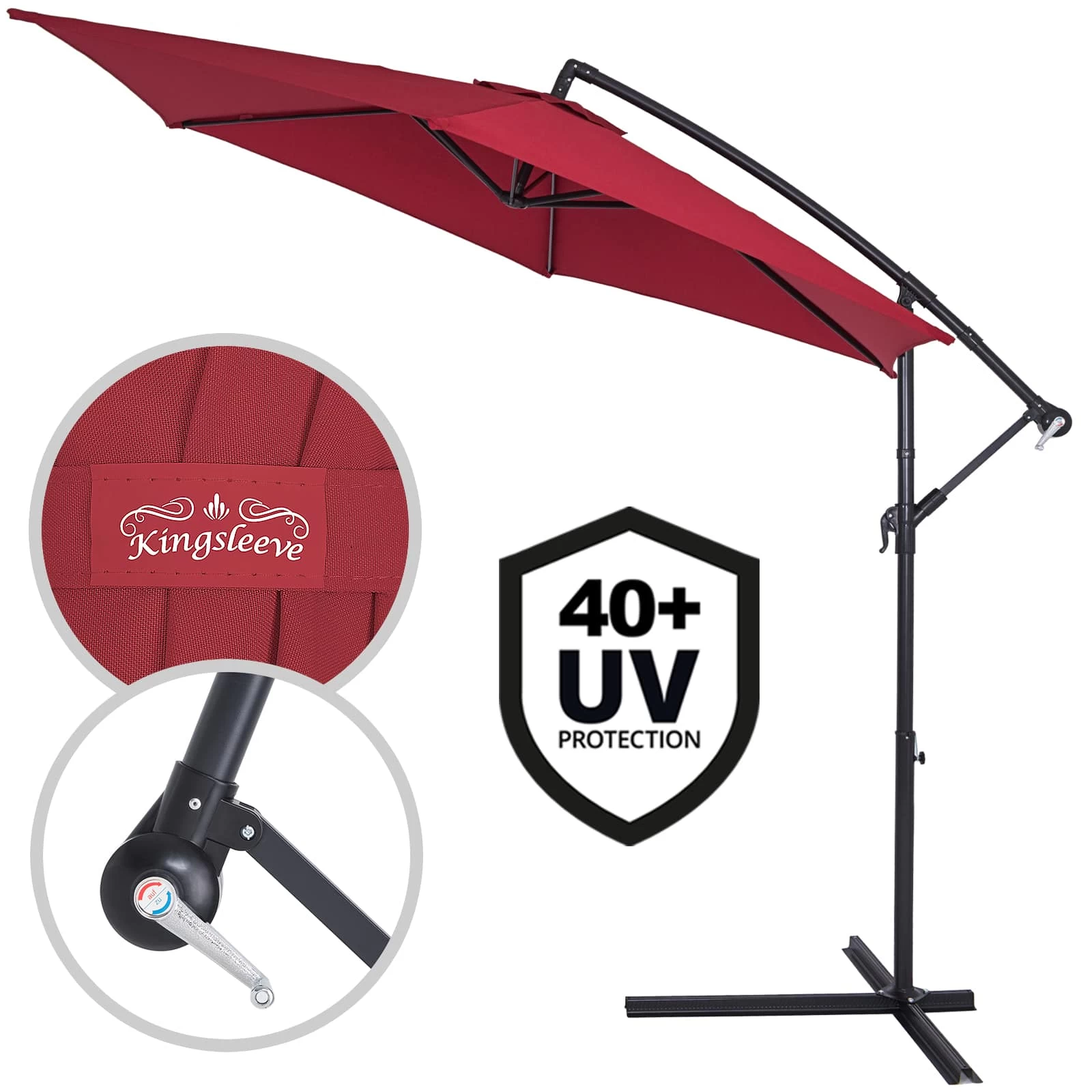 Ampelschirm Rot Alu Ø300cm UV-Schutz 50+ 3 Ampelschirm Rot Alu Ø300cm UV-Schutz 50+