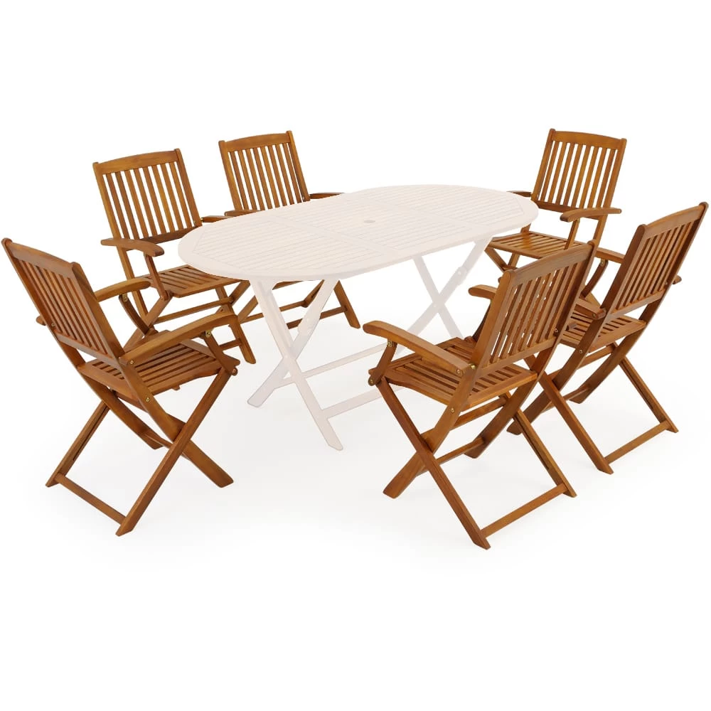 Gartenstühle Boston 6er-Set Akazienholz Klappbar 6 Gartenstühle Boston 6er-Set Akazienholz Klappbar – Bild 4