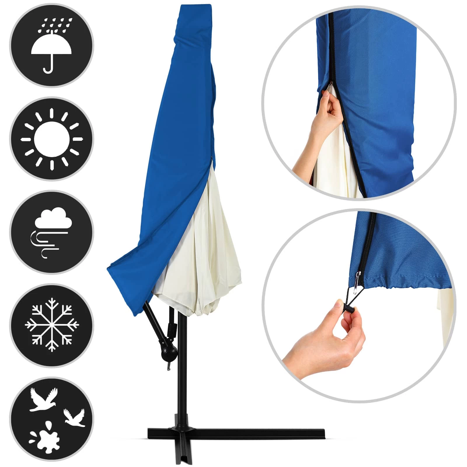 Ampelschirm Blau Alu Ø330cm UV-Schutz 50+ + Abdeckung 10 Ampelschirm Blau Alu Ø330cm UV-Schutz 50+ + Abdeckung – Bild 8