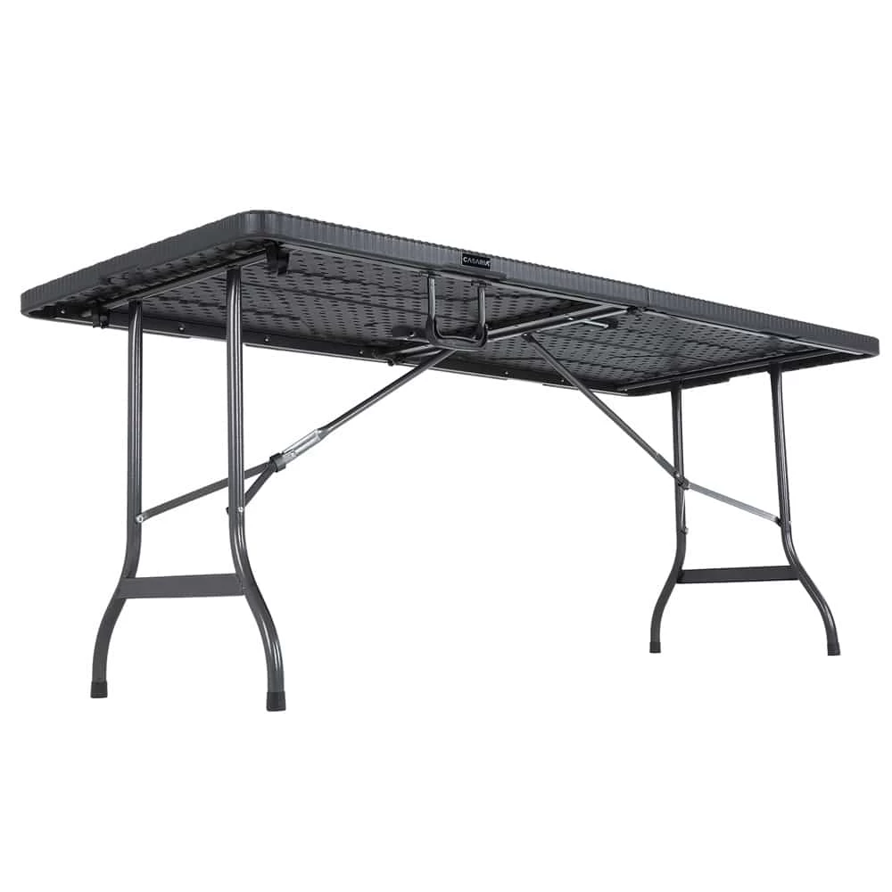 Gartentisch Schwarz Rattan-Look 180x75x73cm Klappbar 13 Gartentisch Schwarz Rattan-Look 180x75x73cm Klappbar – Bild 11