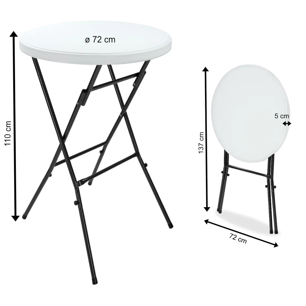 Stehtisch 2er-Set Weiß Kunststoff Ø75cm Klappbar 6 Stehtisch 2er-Set Weiß Kunststoff Ø75cm Klappbar – Bild 4