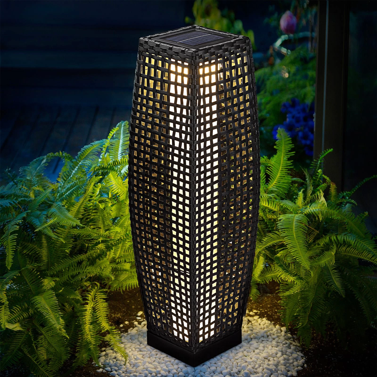 LED Solarleuchte Polyrattan 50cm 5 LED Solarleuchte Polyrattan 50cm – Bild 3