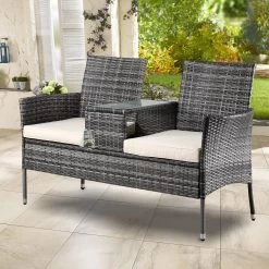 Polyrattan Kino Bank Grau/Beige 143x55x88cm -Gartenmöbel Und Dekoration Geschäft fbcce127fb1708c4abec9fcdc2185b5d de 109331d 11