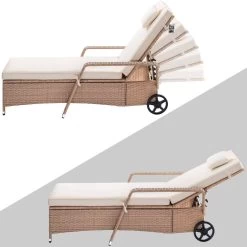 Polyrattan Sonnenliege Creme/Creme 193x90x43cm -Gartenmöbel Und Dekoration Geschäft fdce94792036ded148b635f175625f02 de 995629d 02 1