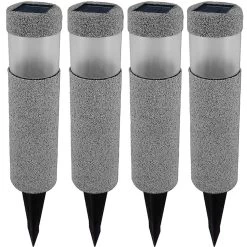 LED Solarleuchte 4er-Set Steinoptik