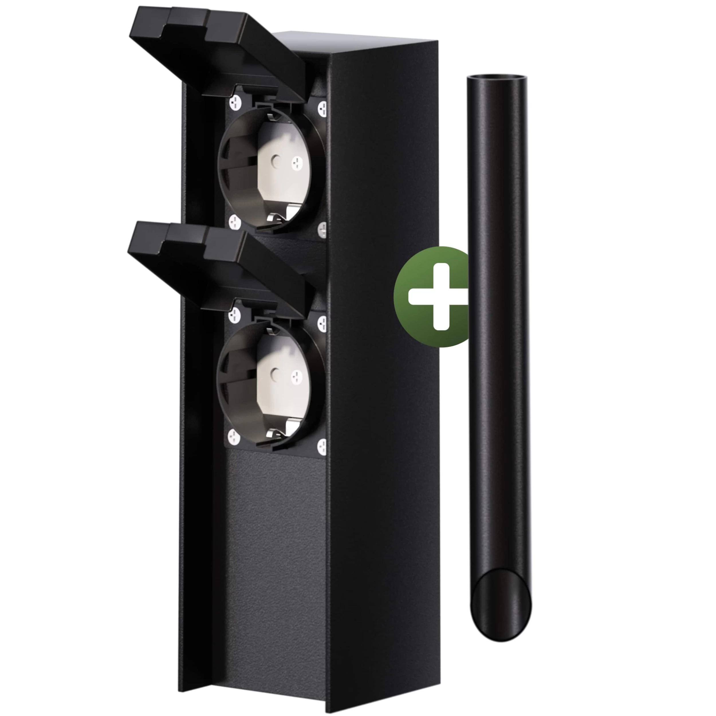 Gartensteckdose Schwarz 2er-Stecker 23x7x7cm 5 Gartensteckdose Schwarz 2er-Stecker 23x7x7cm – Bild 3